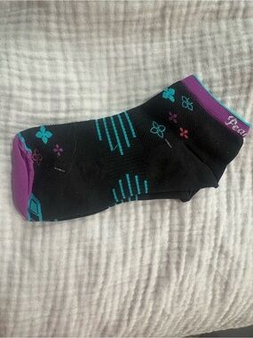 Pearl Izumi Black Low-Cut Sock with Teal Stripes & Purple Accents